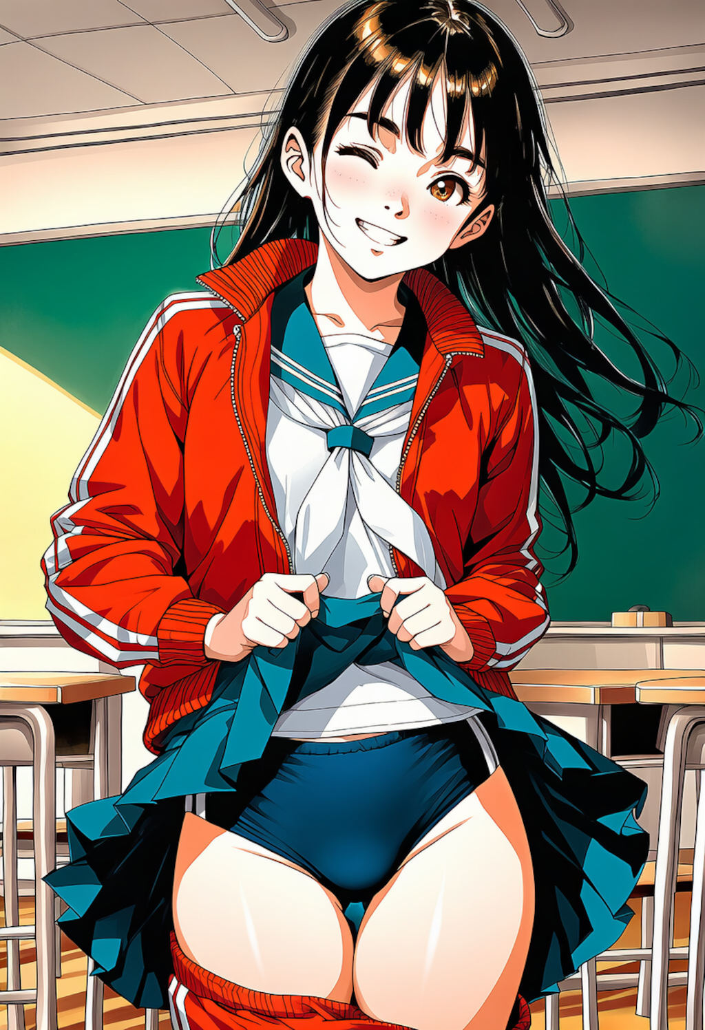 冬場は制服にジャージ
