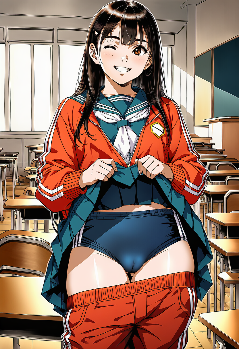 冬場は制服にジャージ