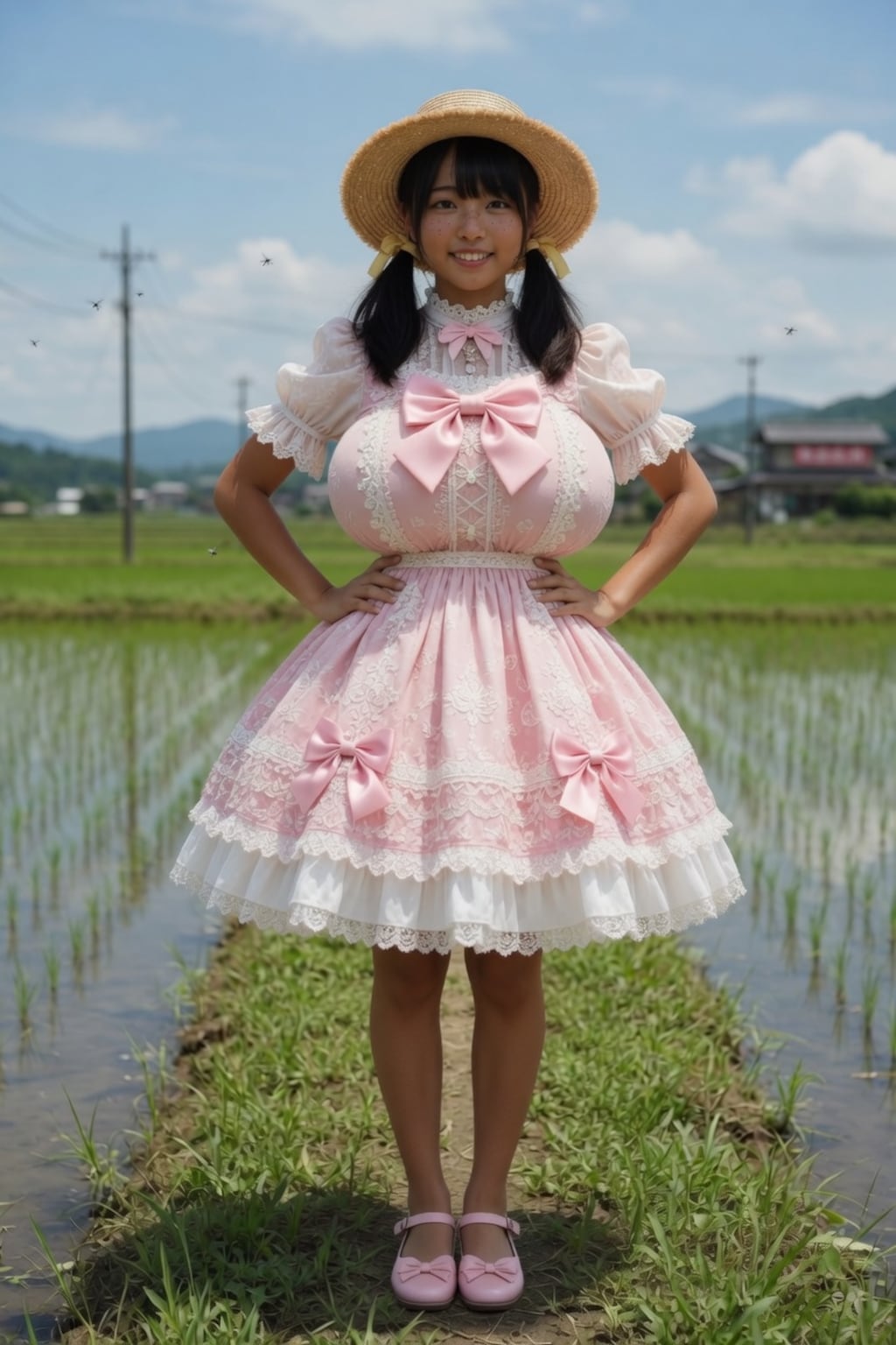 畦道で