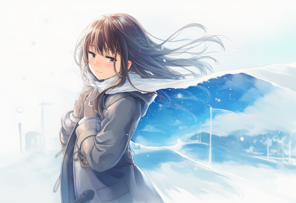 冬コート姿の彼女