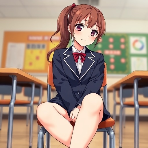 茶髪ポニーテール