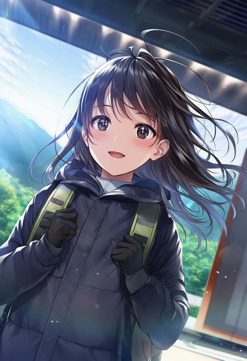 女子高生のソロキャンプ　駅 | の人気AIイラスト・グラビア