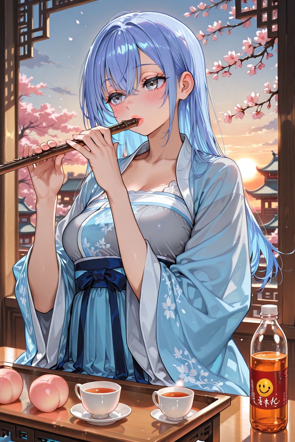 漢服でフルートを吹く羽那(ちちぷい版)