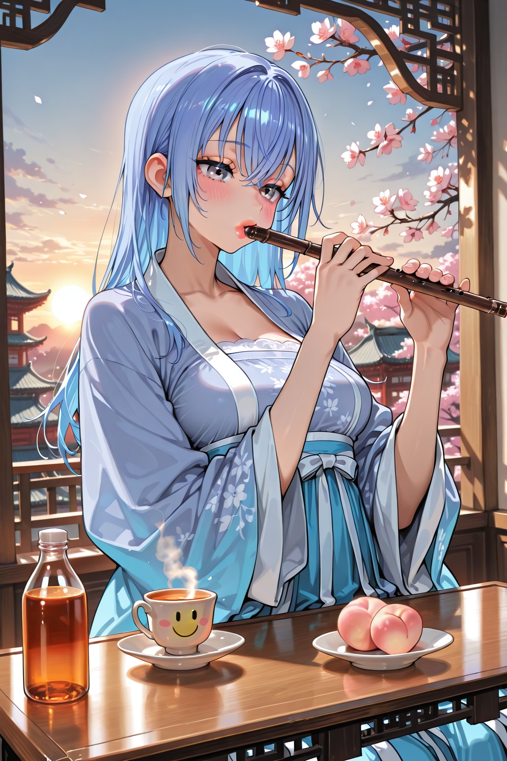 漢服でフルートを吹く羽那(ちちぷい版)