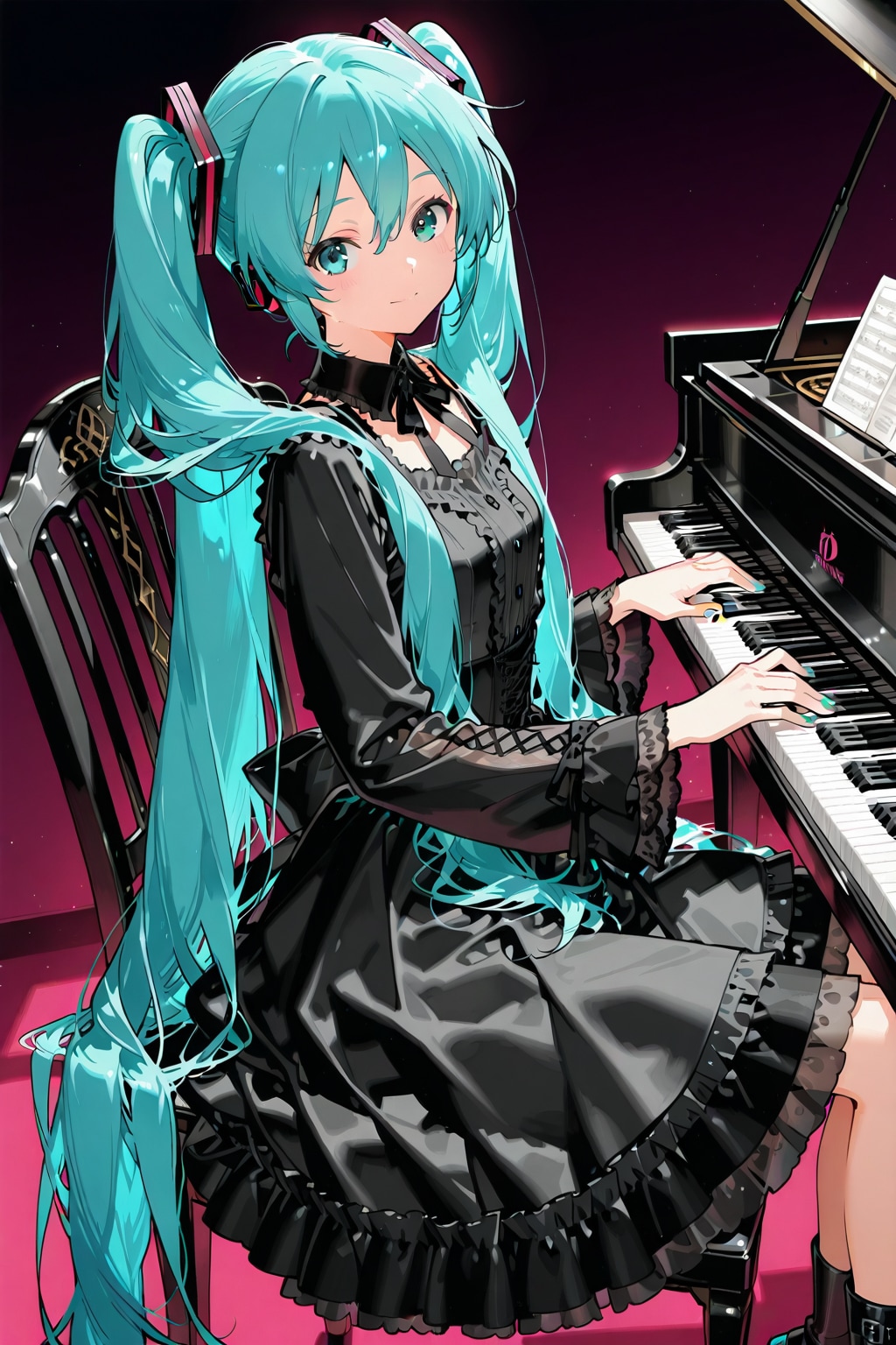 ピアノを弾くミク