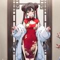 「ロングチャイナドレスの美少女」の全身写真 3枚目