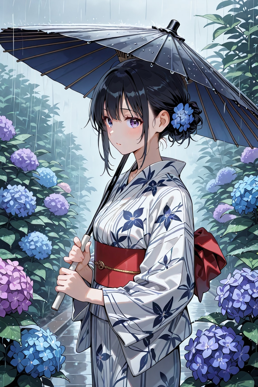 和傘×浴衣少女