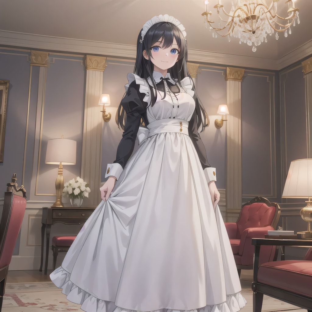 黒髪ロングでメイド服の少女６