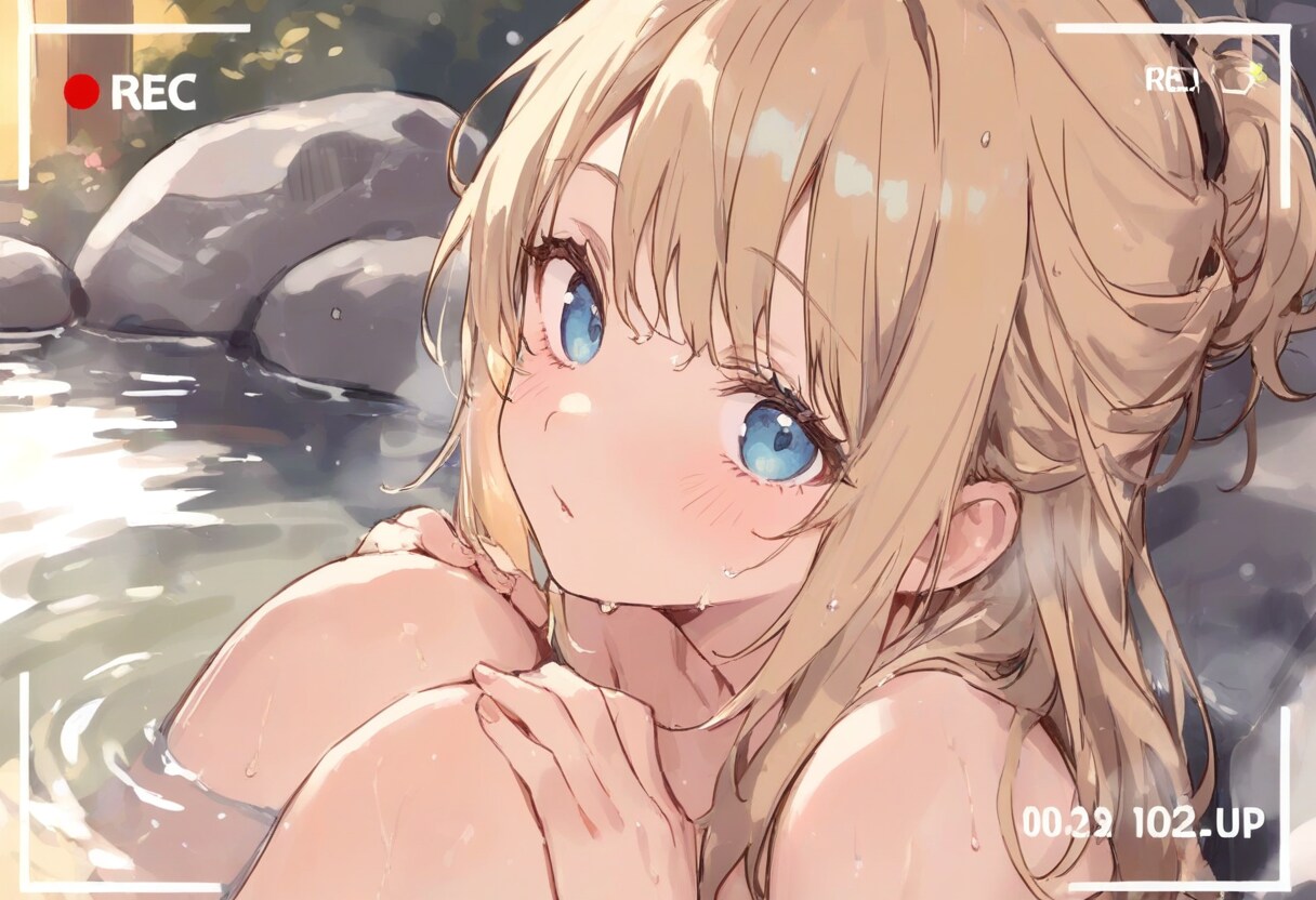 露天風呂(水彩タッチ)