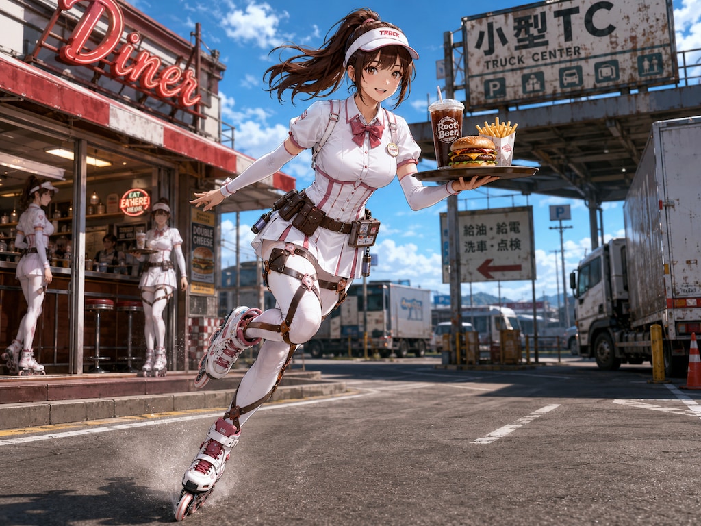 ダブルチーズバーガーを運ぶ