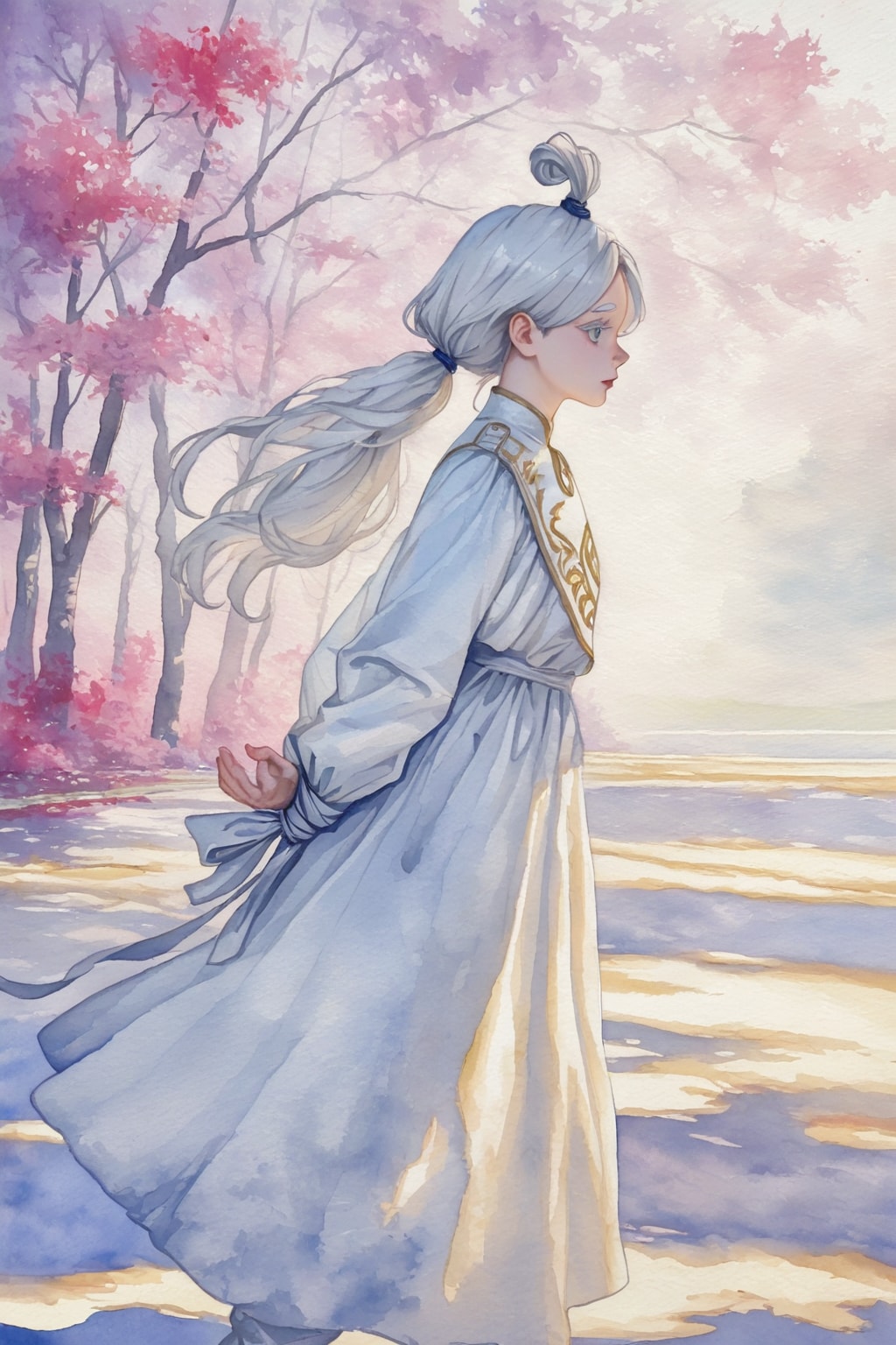 水彩画（呪文に「輪郭線を描かない」としていたものをネガティブに「outlines」入れたもの） | の人気AIイラスト・グラビア