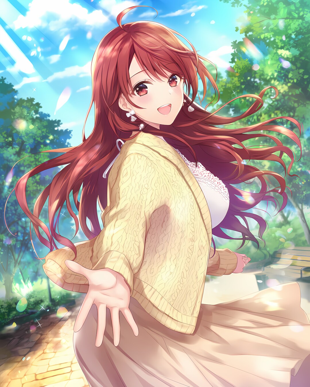 🌼日曜日のお昼デート✨春色カーディガンで「こっちだよ！」
