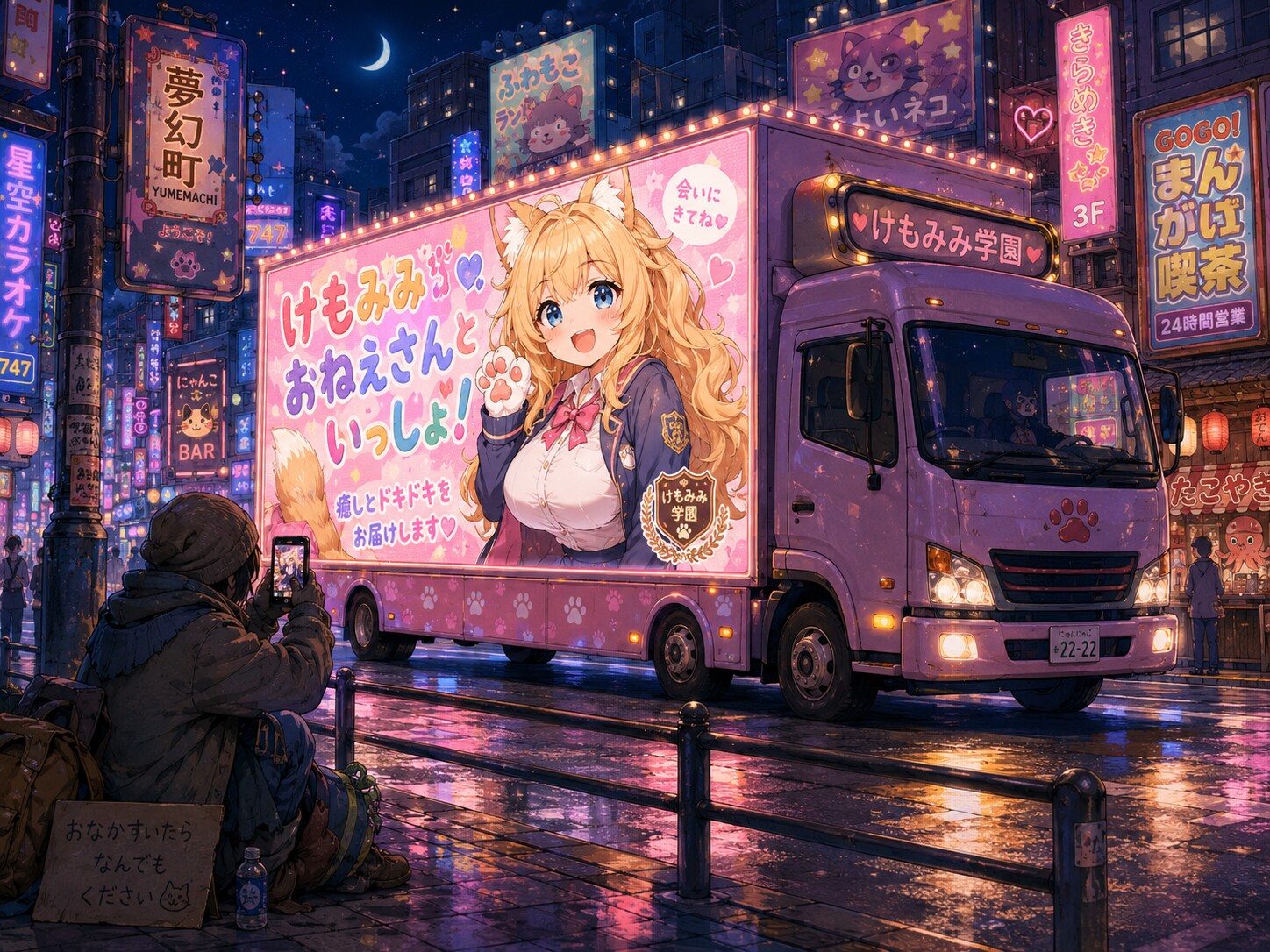 アドトラックとホームレス | の人気AIイラスト・グラビア