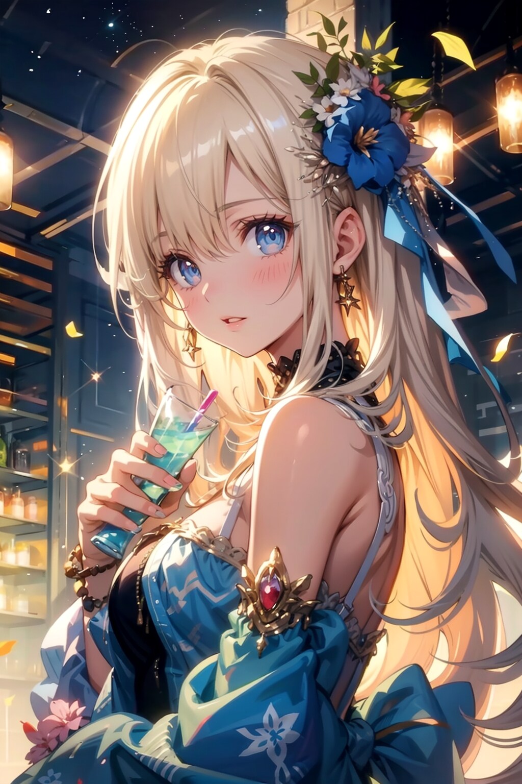 星空のバーにて | の人気AIイラスト・グラビア