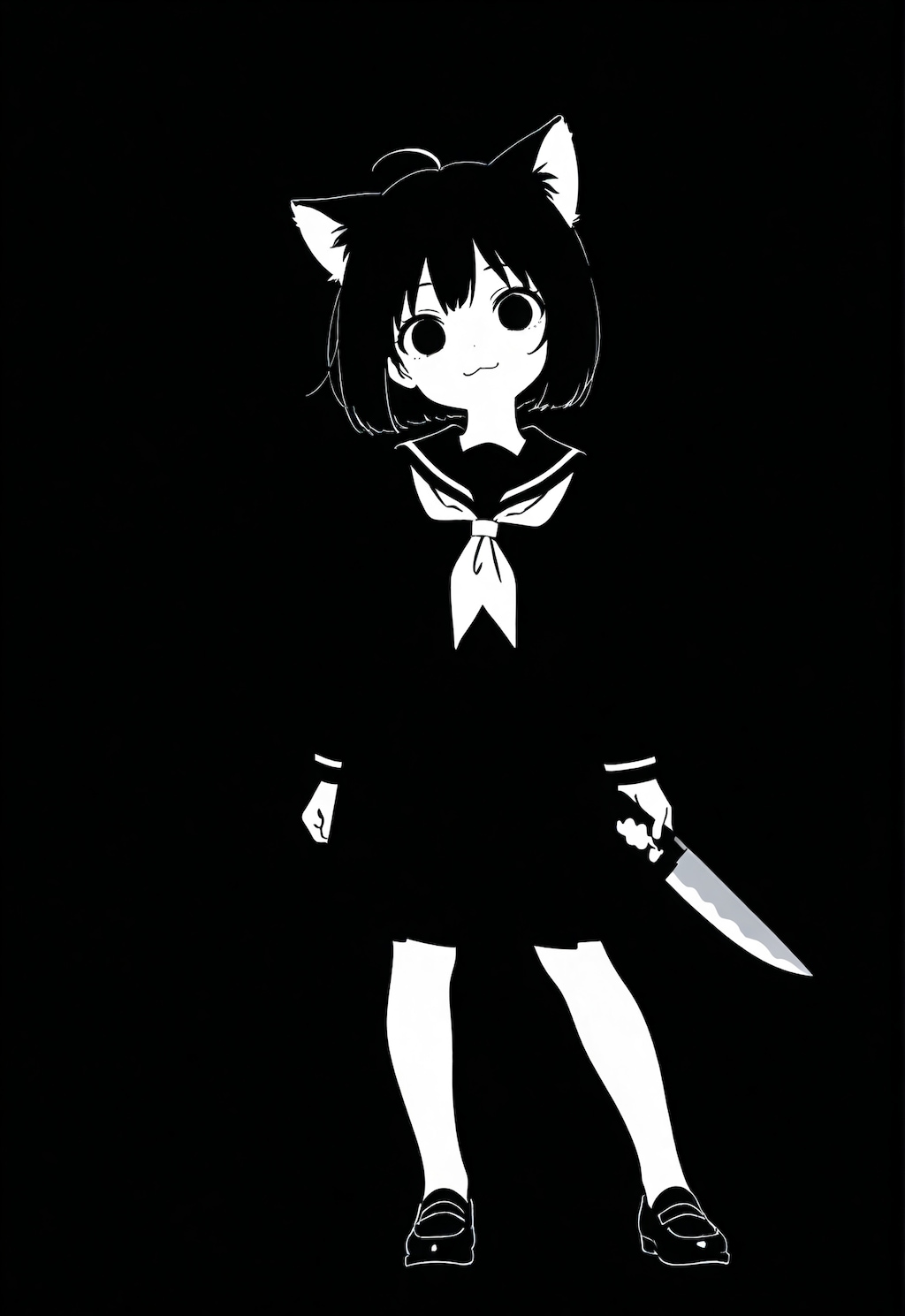 モノクロな猫娘ちゃん♥