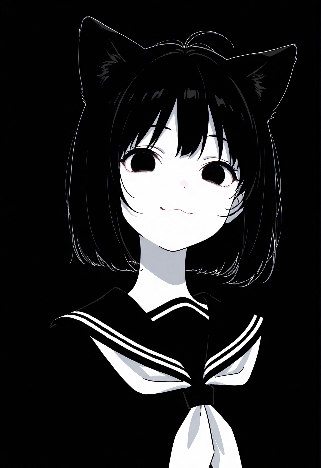 モノクロな猫娘ちゃん♥ | の人気AIイラスト・グラビア