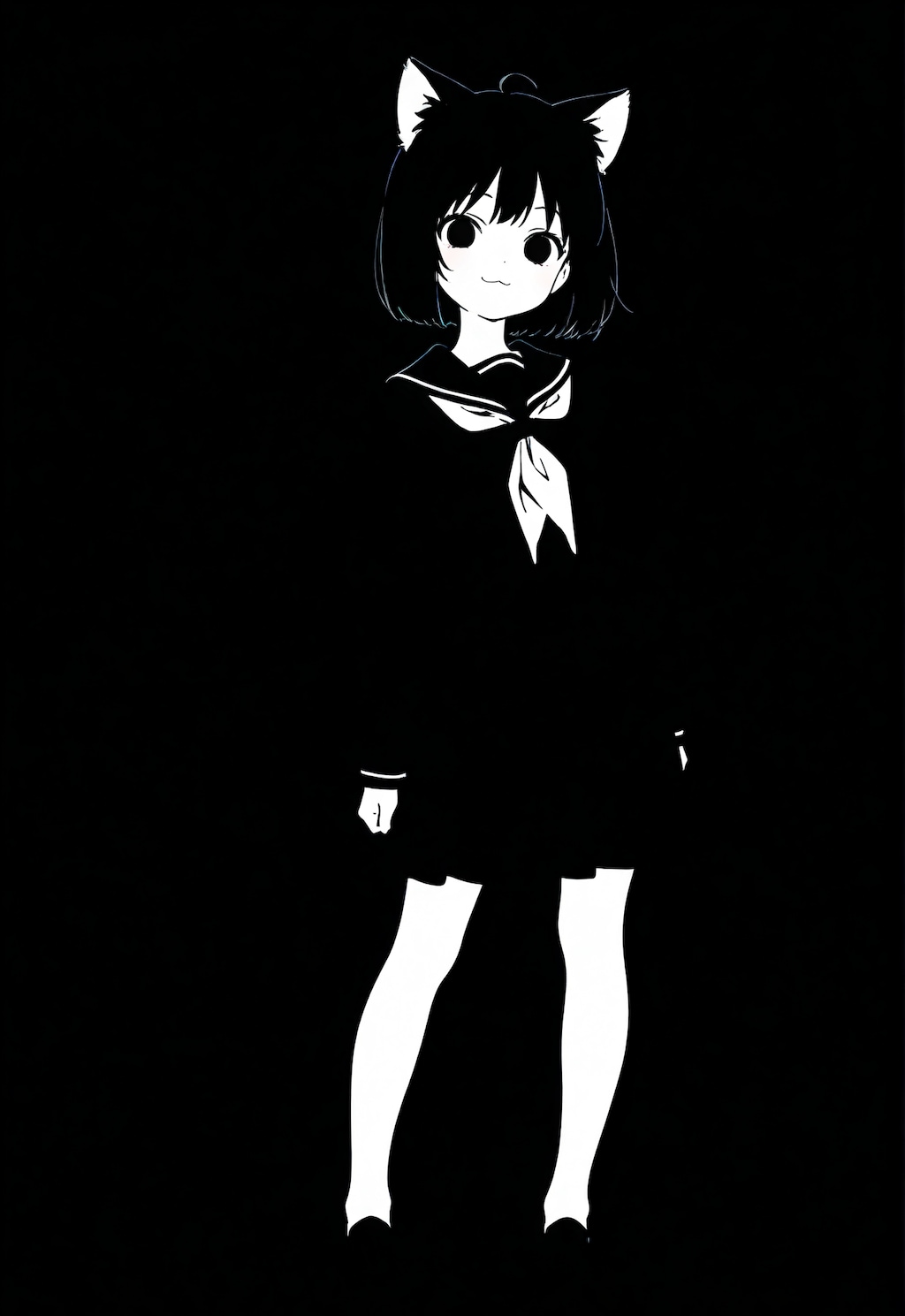 モノクロな猫娘ちゃん♥