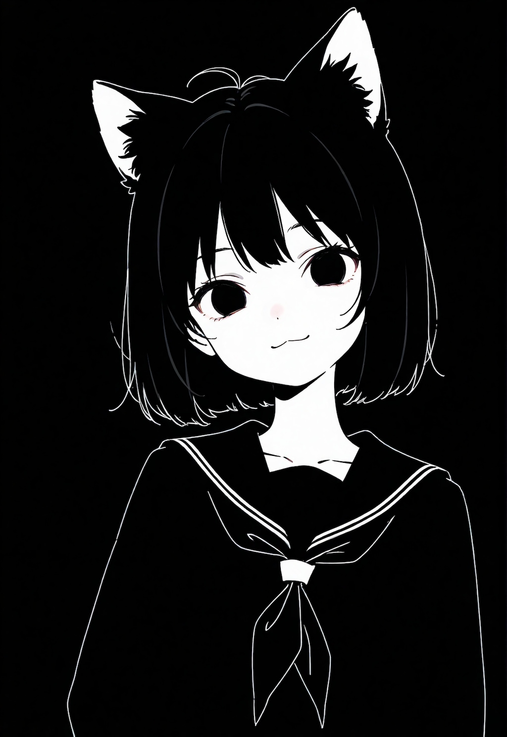 モノクロな猫娘ちゃん♥