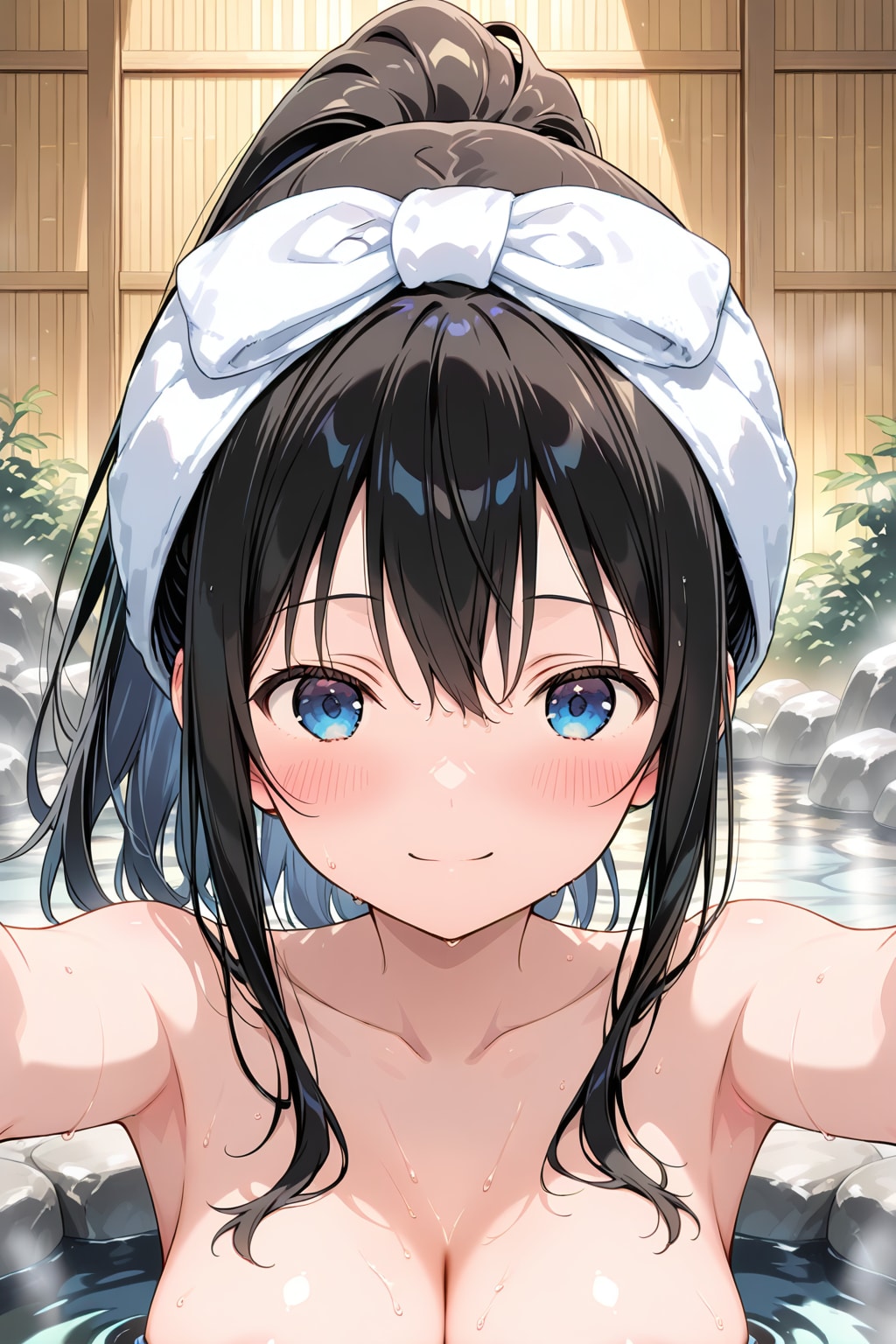 最近寒いので露天風呂に