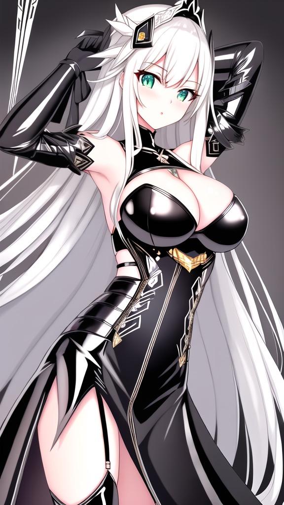 赤と黒のドレス美女