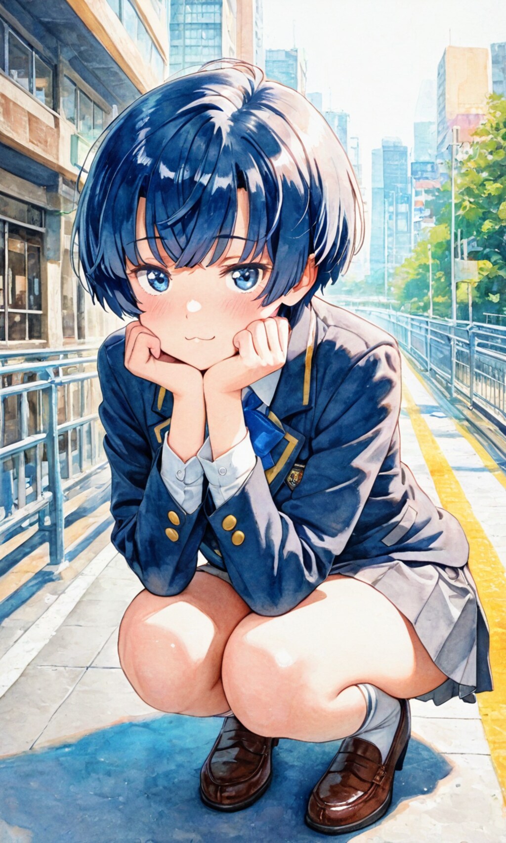 道端にしゃがみ込んでる柑菜ちゃん