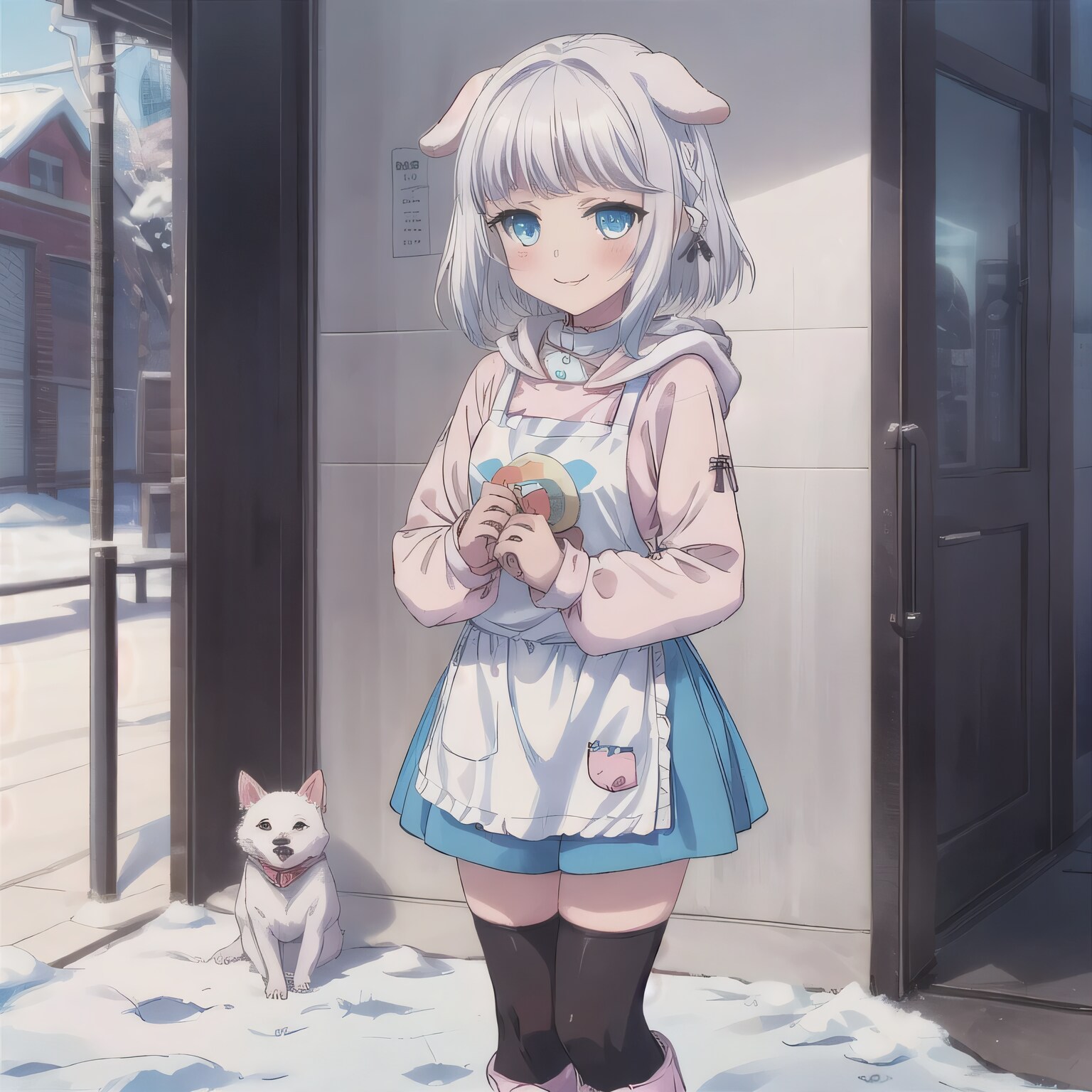 銀髪ボブで犬耳の少女 | の人気AIイラスト・グラビア