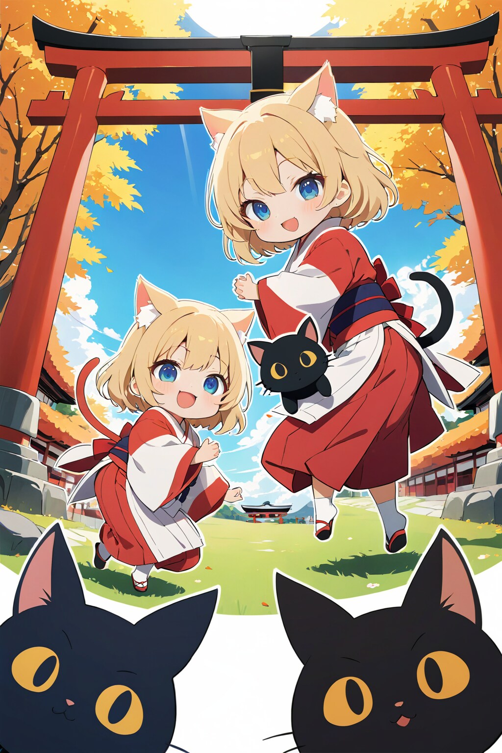 くろねこさーん！こっちおいでー♪ | の人気AIイラスト・グラビア