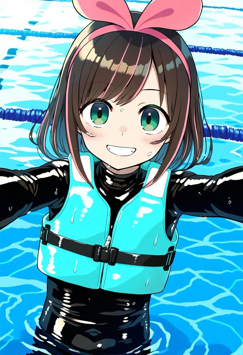 プールで泳ぐキズナアイ