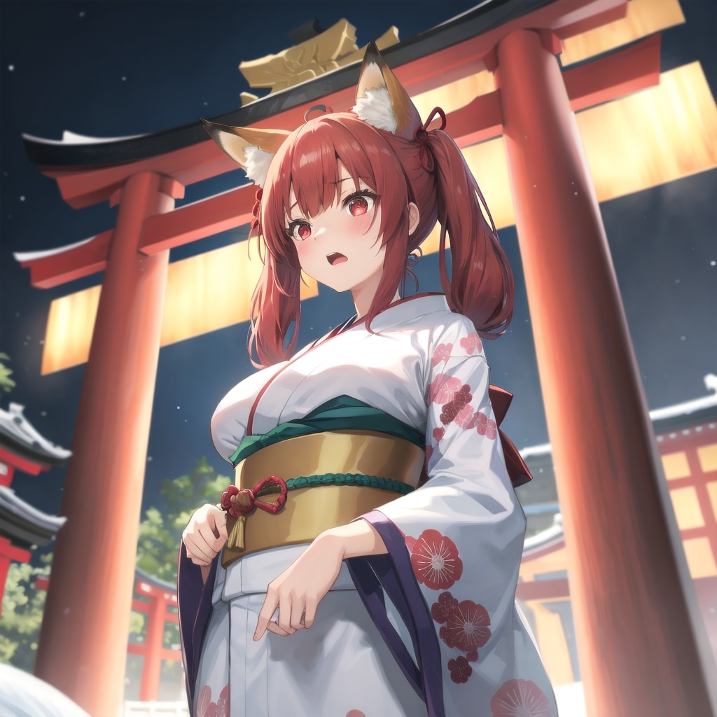 稲荷神社で変身