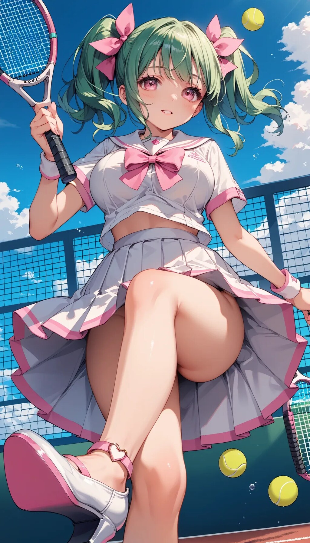 テニスコートのLunaちゃん