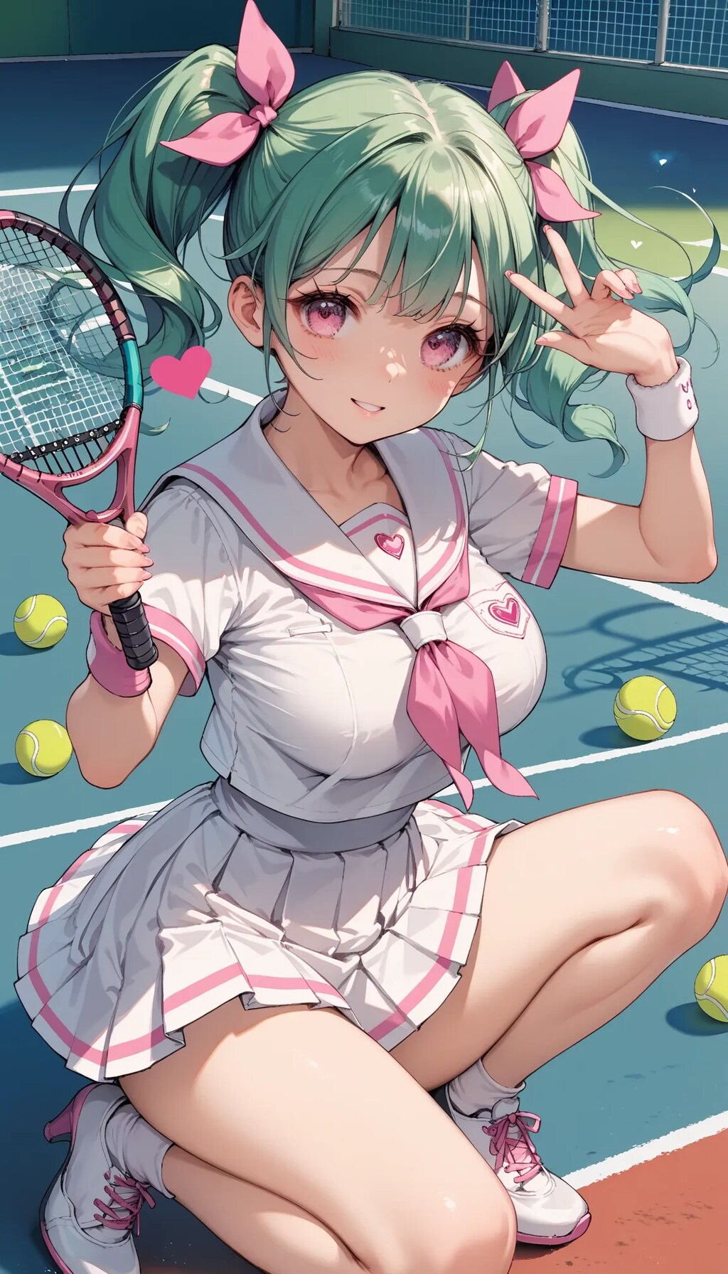 テニスコートのLunaちゃん