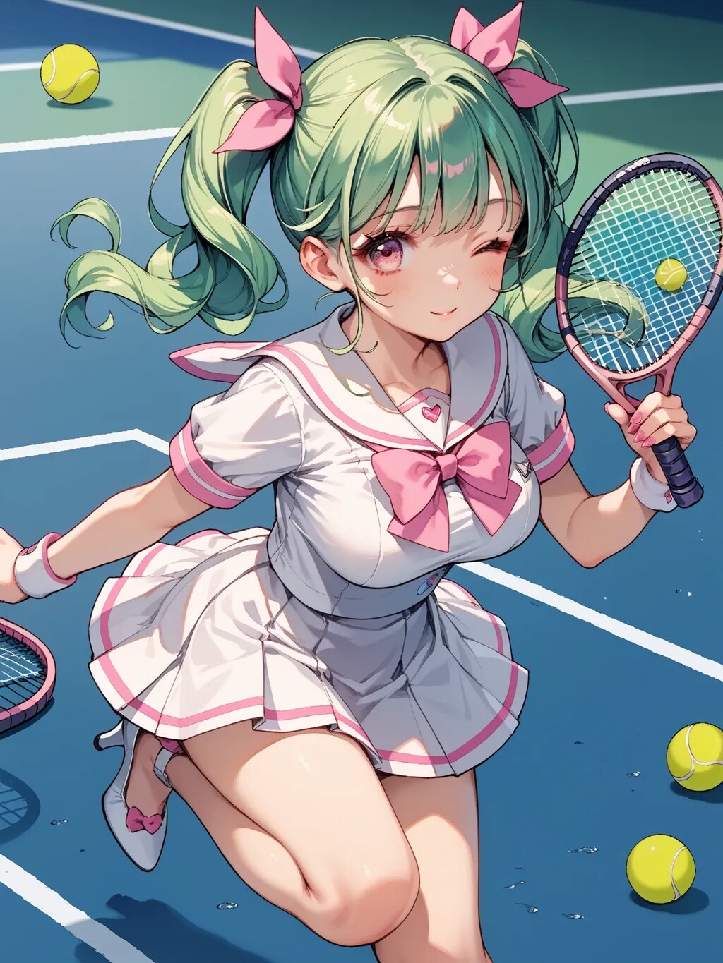 テニスコートのLunaちゃん