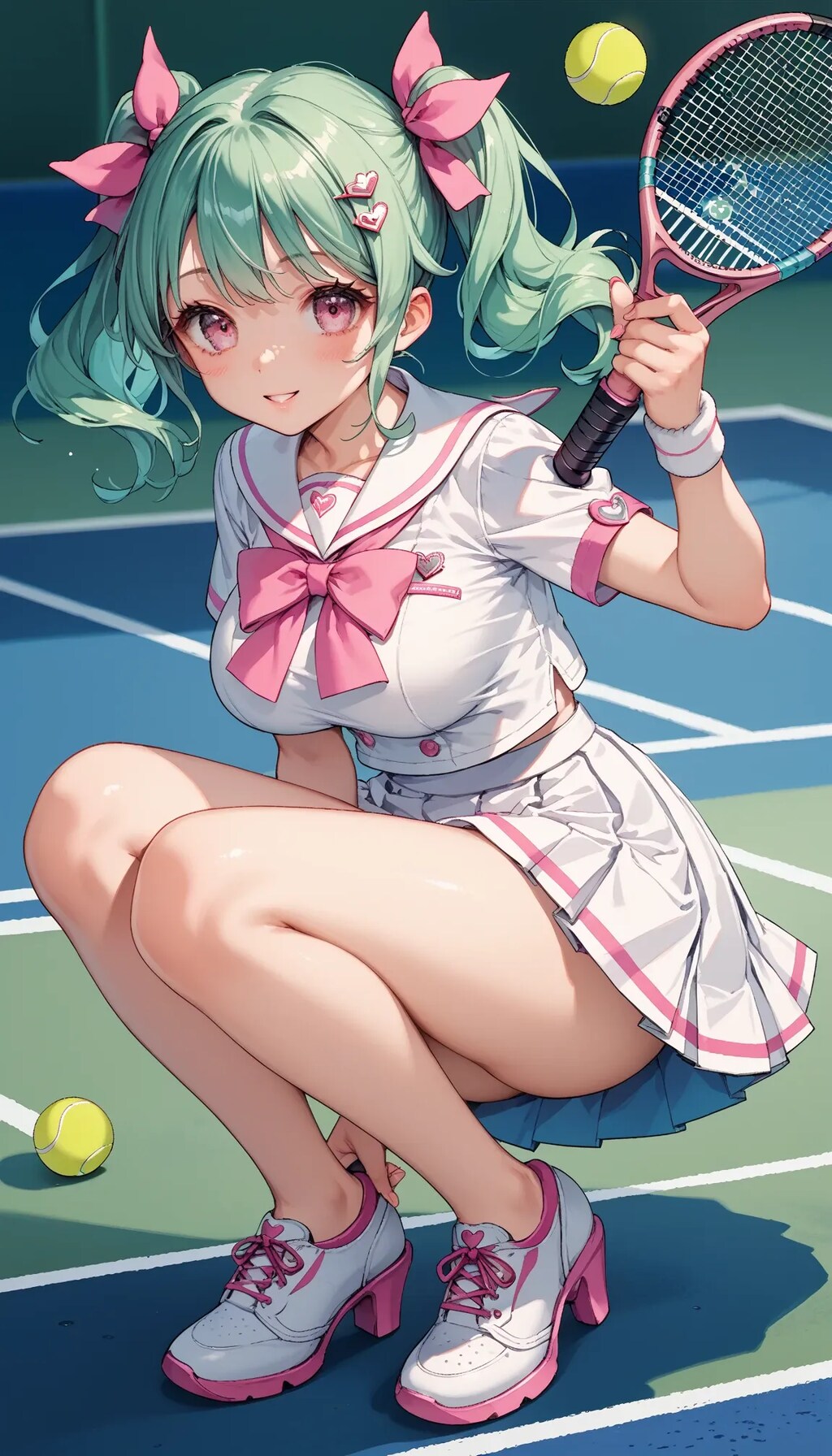 テニスコートのLunaちゃん