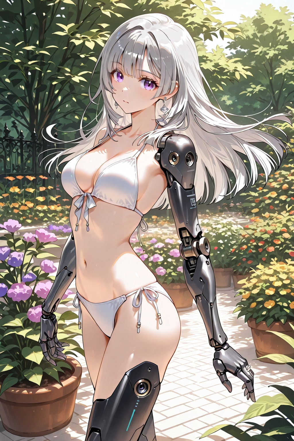 庭のサイボーグ少女