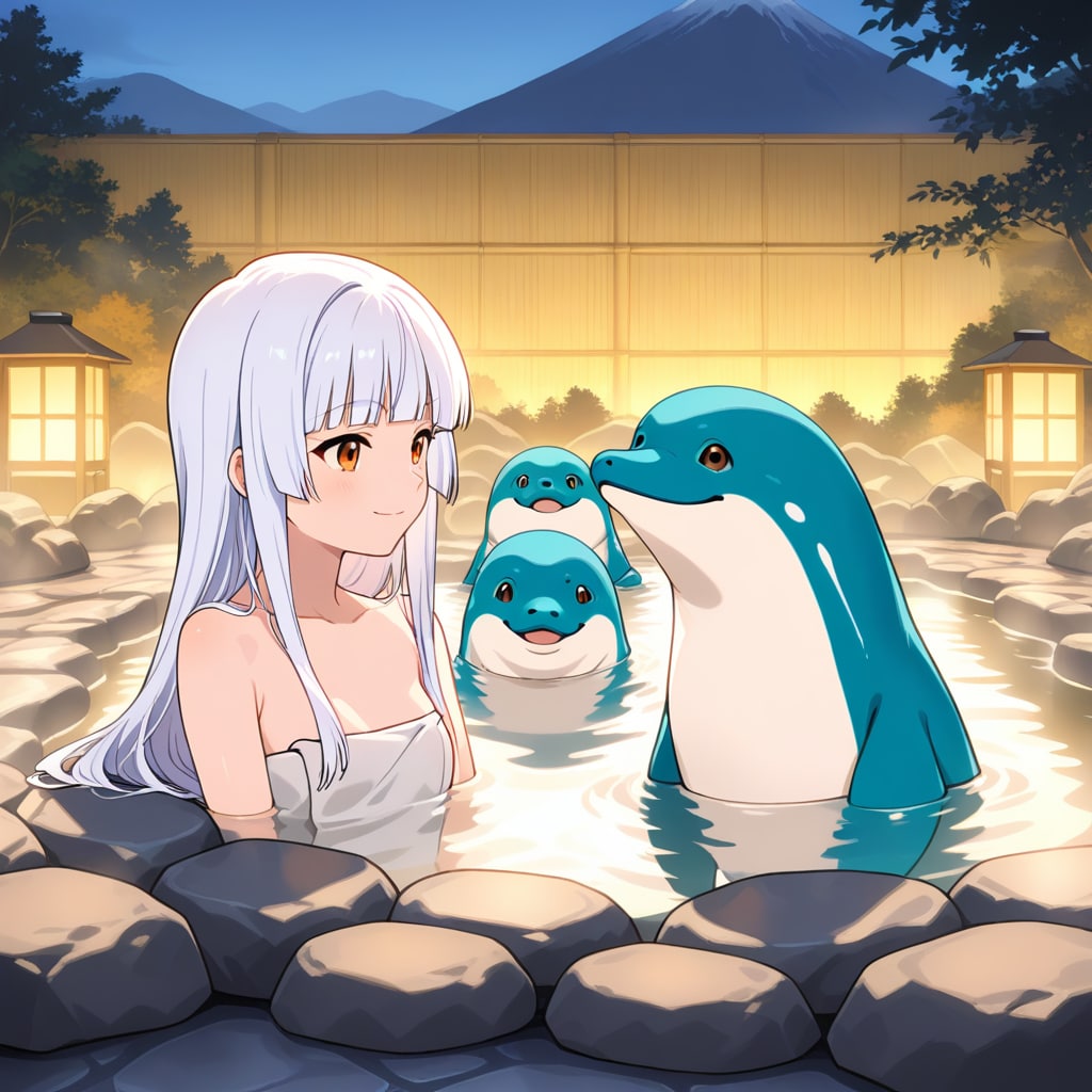 イルカと触れ合える温泉