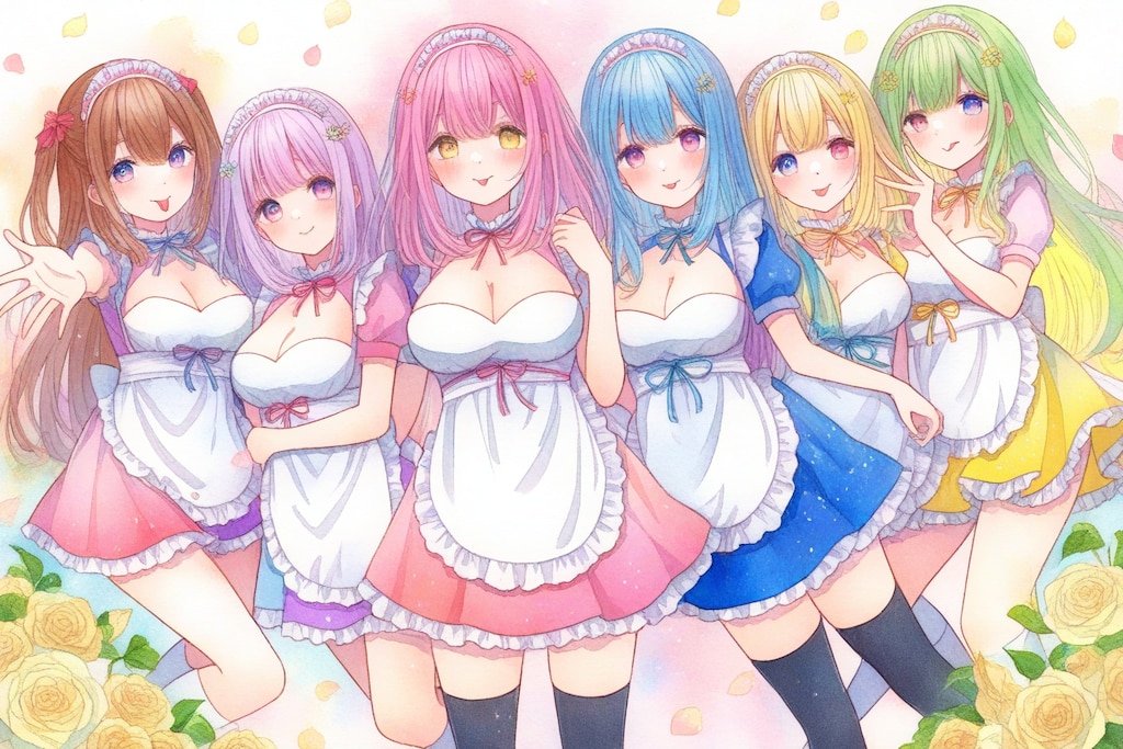 薔薇園でハーレムメイドと・・・