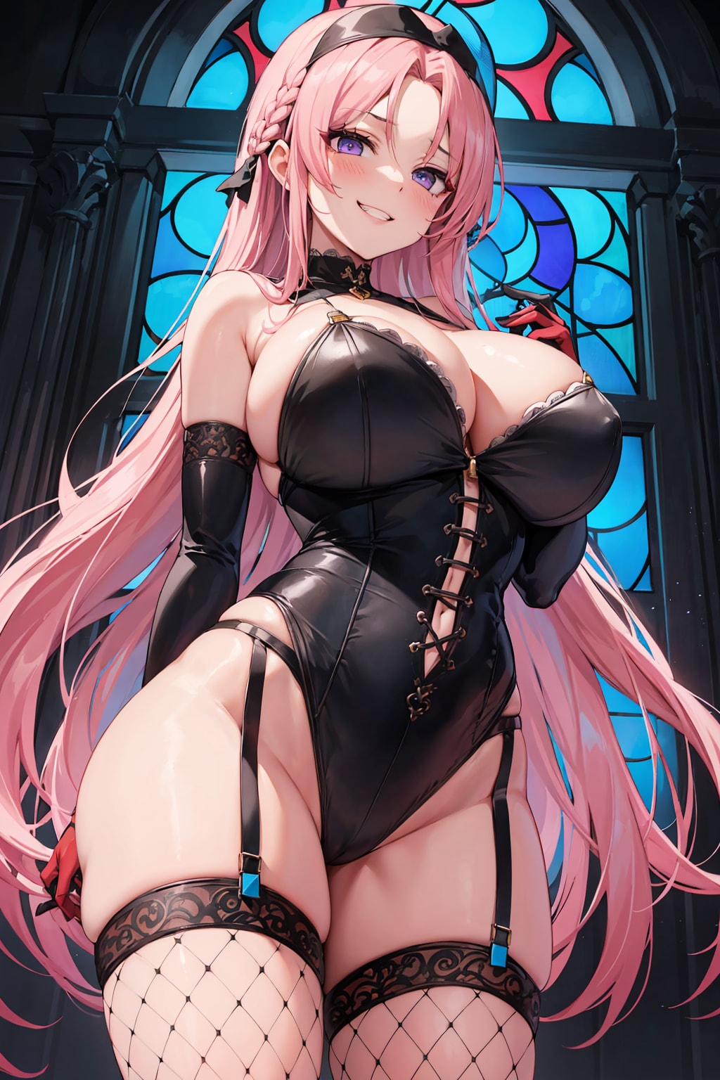 ピンク髪爆乳さん_02_シスター_夜