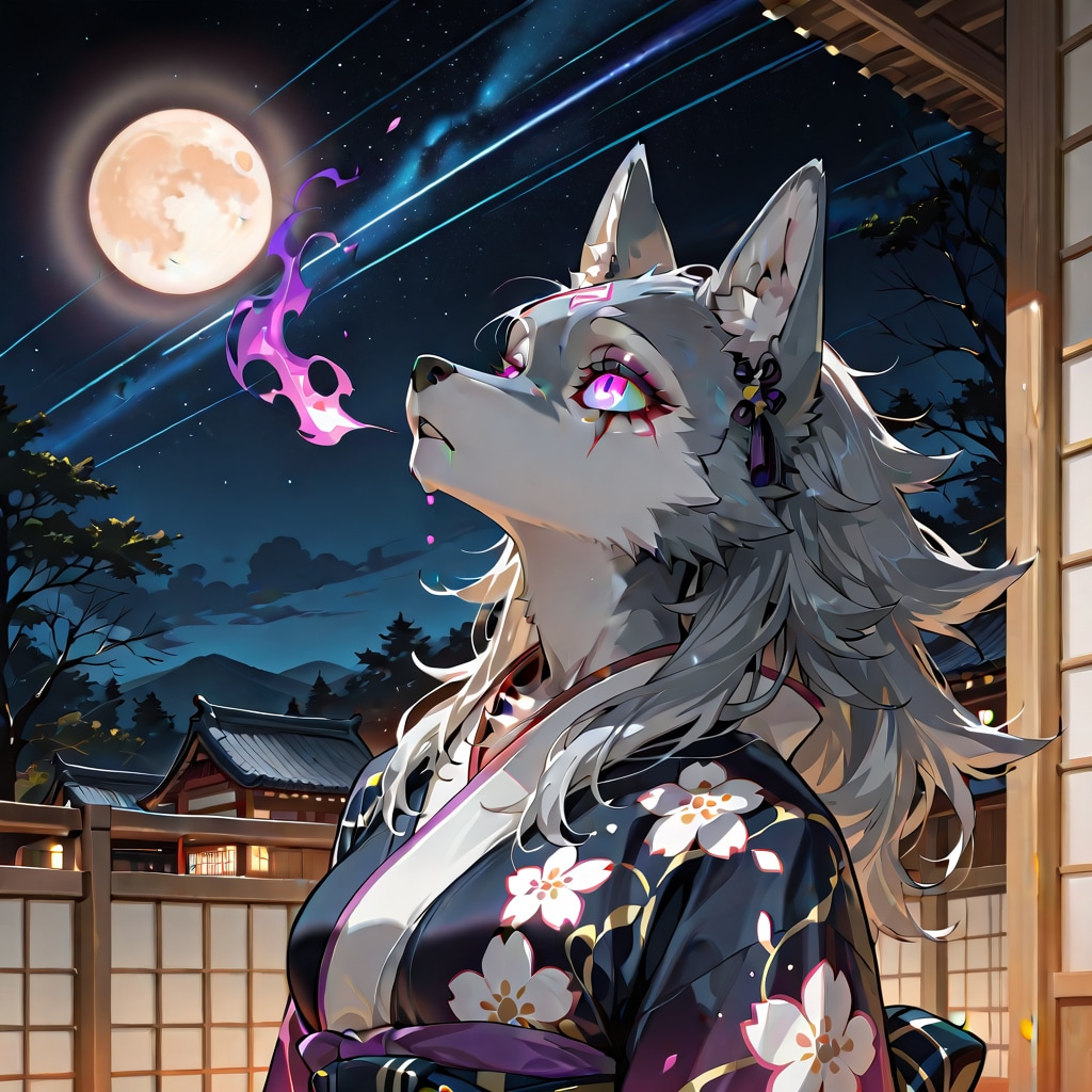 月と狼