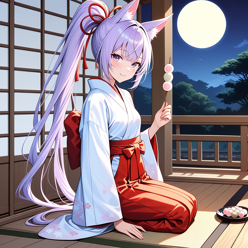 お月見 狐巫女さん