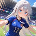 サッカーユニフォームの銀髪ちゃん 2枚目