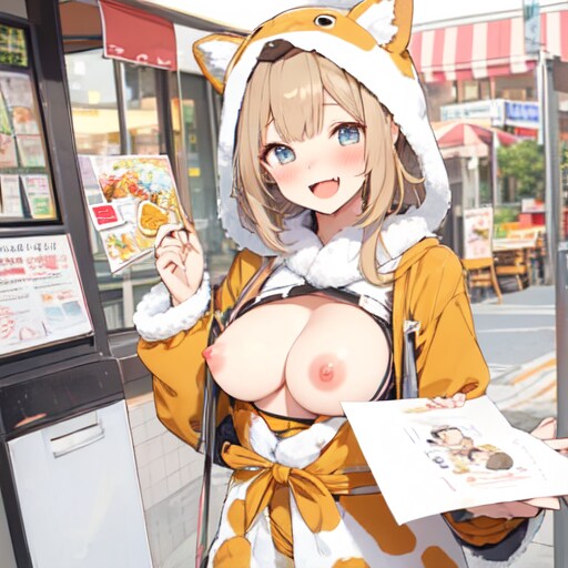 きぐるみカフェのビラ配り