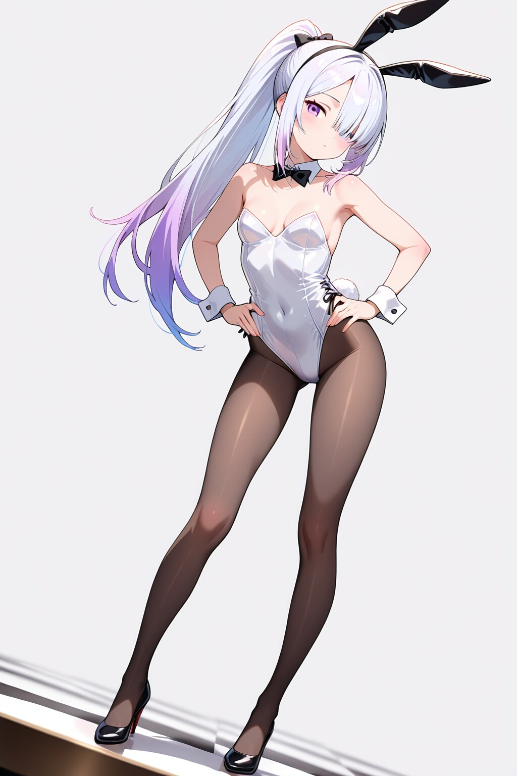 メカクレ薄紫髪ちゃん41『腰に手を当て前屈ポーズ』