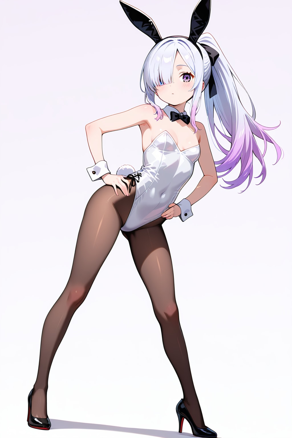 メカクレ薄紫髪ちゃん41『腰に手を当て前屈ポーズ』