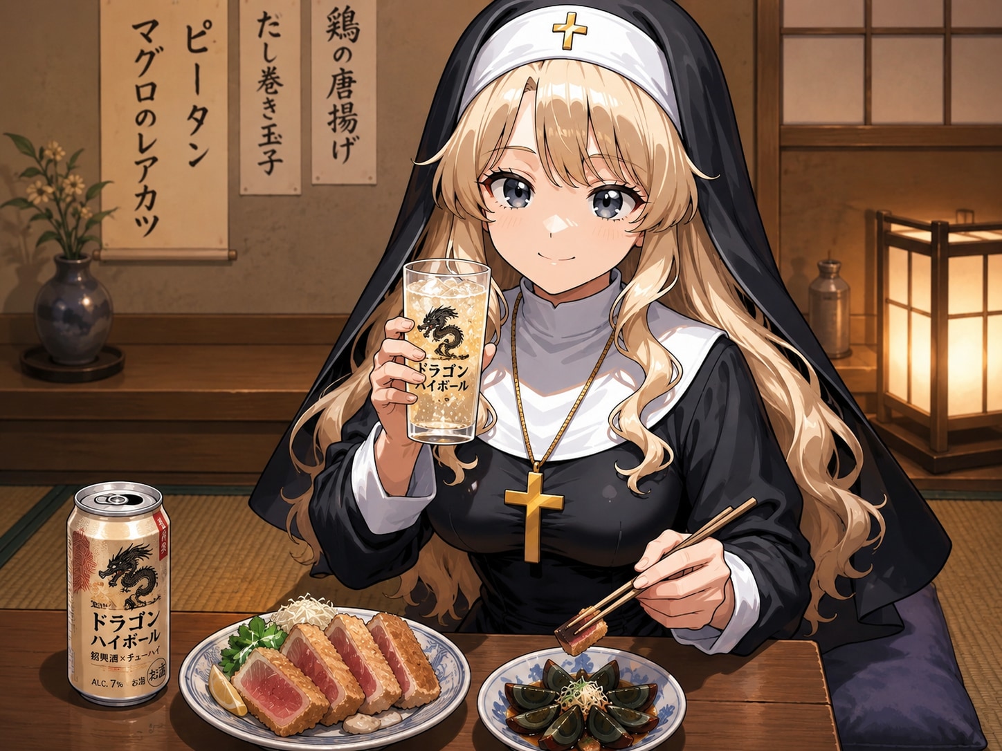 ドラゴンハイボールを呑むラベリアさん