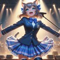 油絵風、ステージで歌うアイドル猫 2枚目