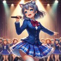油絵風、ステージで歌うアイドル猫 5枚目
