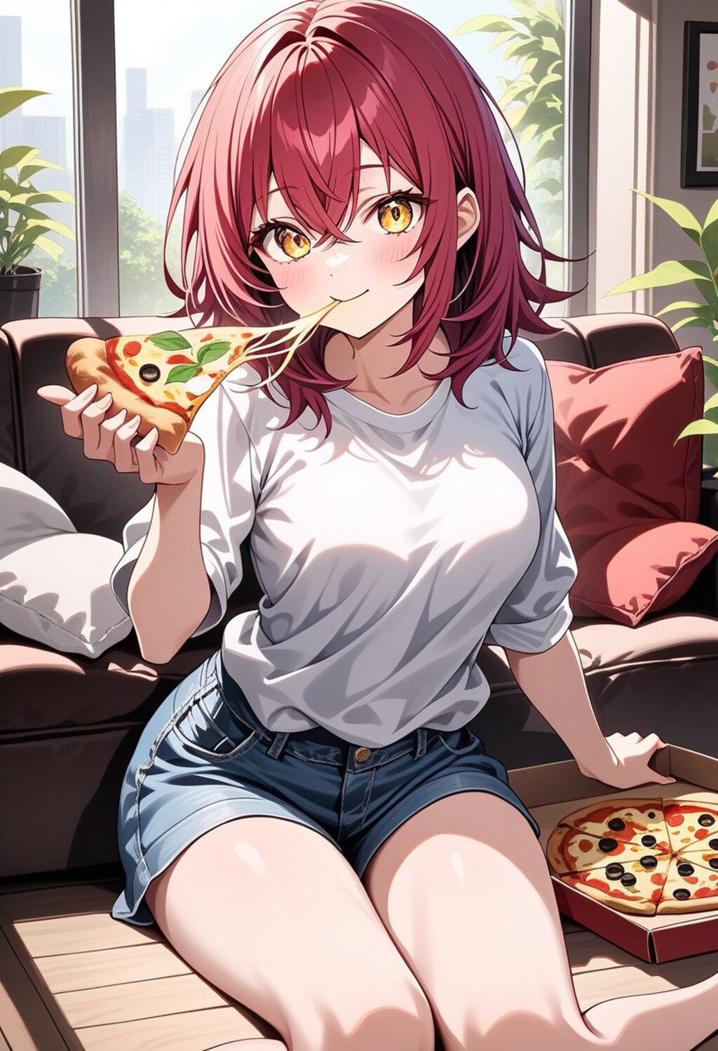 チーズたっぷりで美味しそうですね！ほは、ほんふぁにのひます(ほら、こんなに伸びます)[days AI]