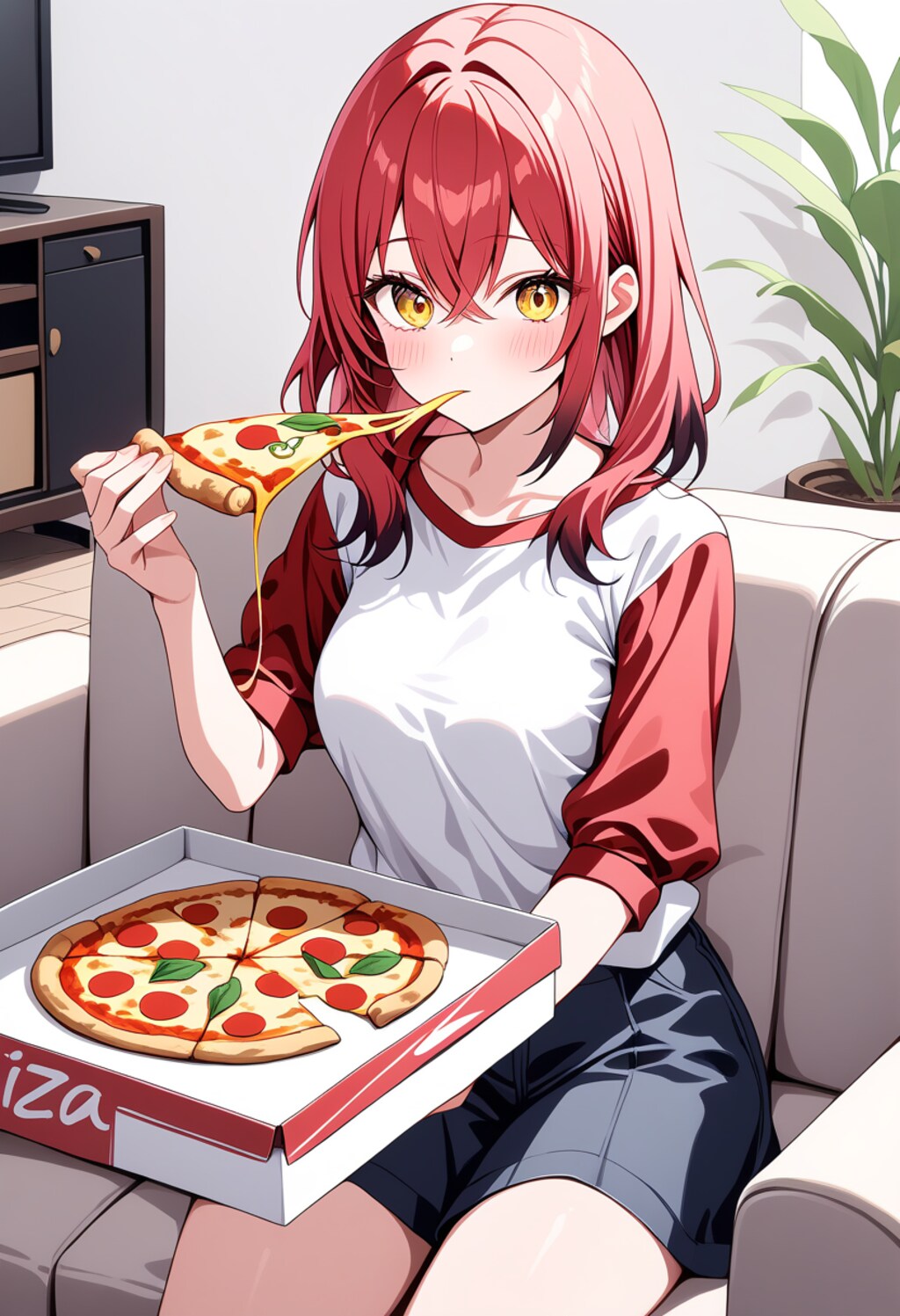 チーズたっぷりで美味しそうですね！ほは、ほんふぁにのひます(ほら、こんなに伸びます)[days AI]