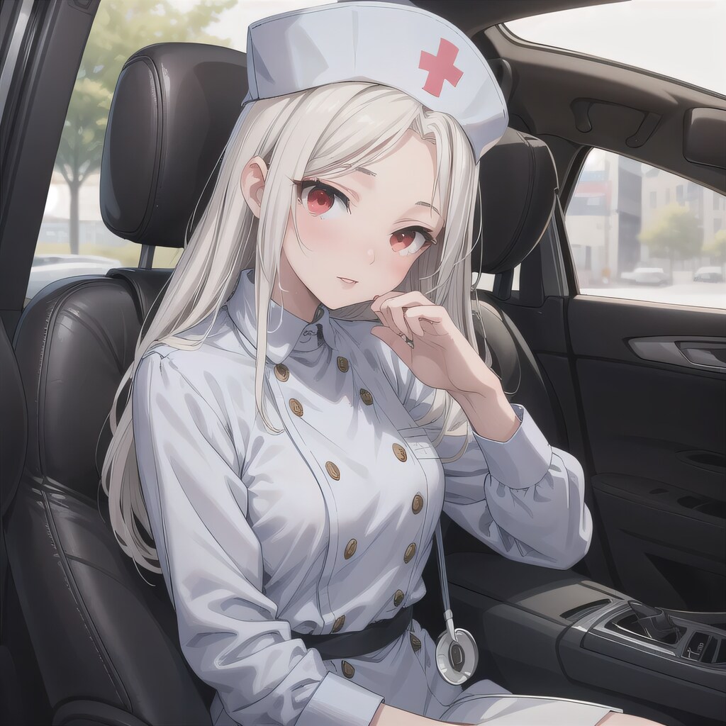 銀髪ロングで車内の少女３