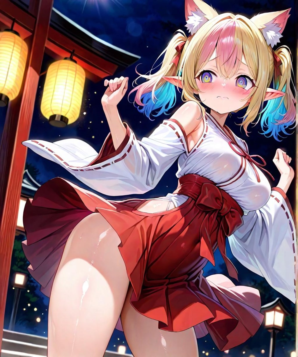 12枚）巫女服とケモ耳エルフさん